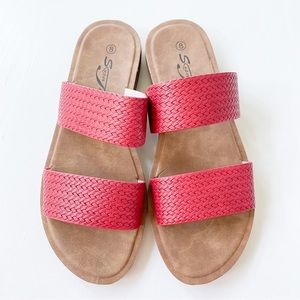 SuperJack Red Faux Woven Sandals 2101 NEW